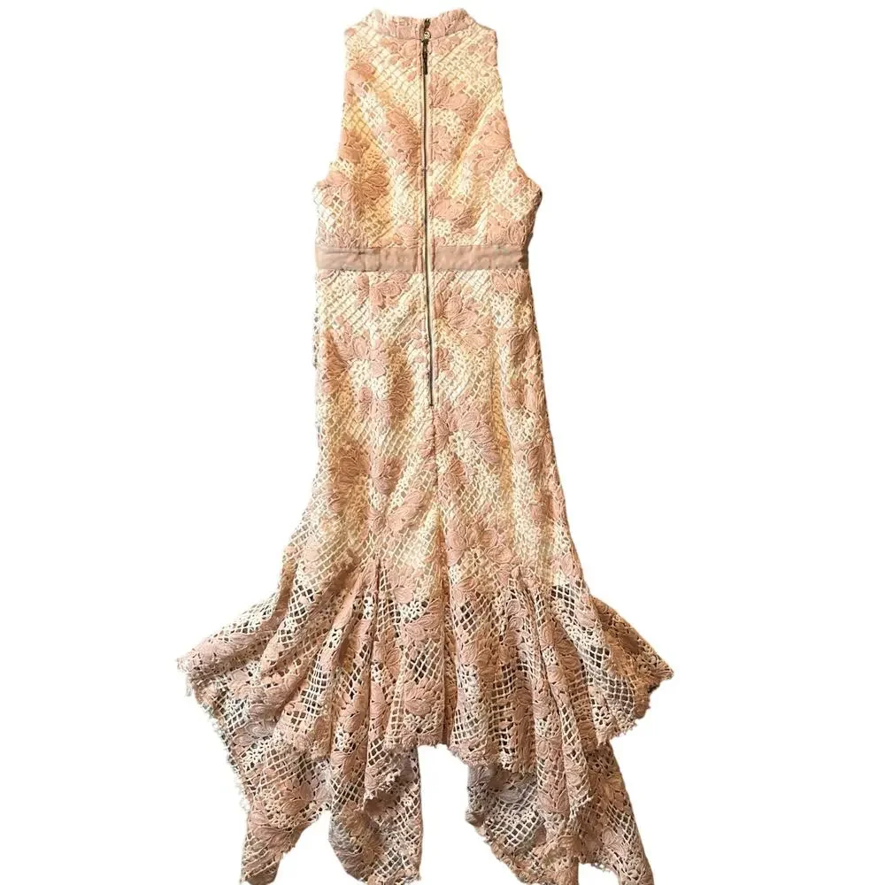 Keepsake Women's No Air Crochet Lace‎ Midi Dress  Ivory Blush Pink Floral 4 New